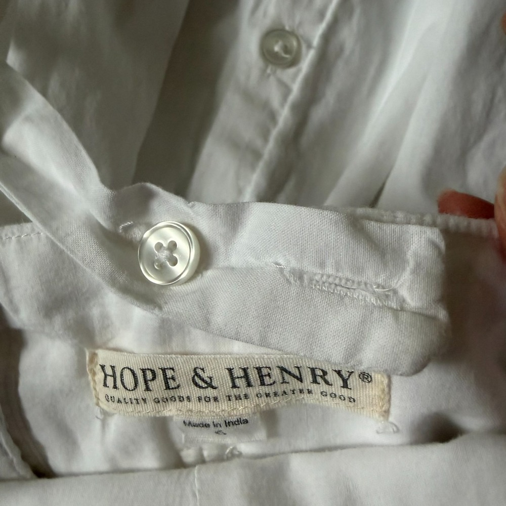HOPE & HENRY Girls Sundress size 6 Embroidered Organic White Adjustable Strap - Picture 13 of 14